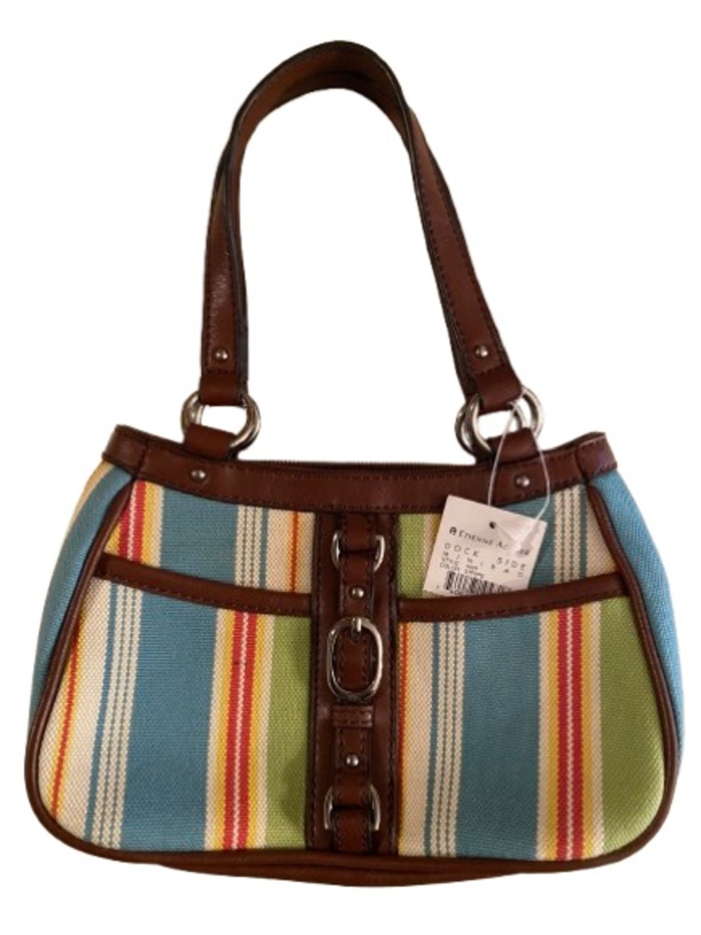 Vintage Etienne Aigner Dock Side Mini Bag Primary Stripe Canvas Retro NWT